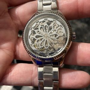 Fossil Womens Rye Automatic Silver Tone Alloy Watch 😊